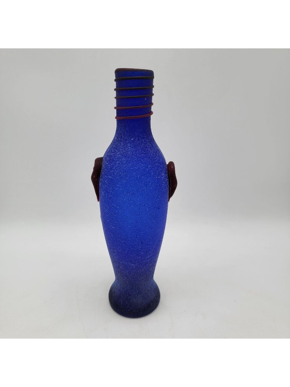 Murano Scavo 1960s Blue Bottle Vase